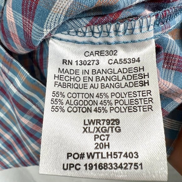 Men's Wrangler Pearl Snap Button Plaid "Wrancher" Western Shirt Sz XL - Picture 10 of 10